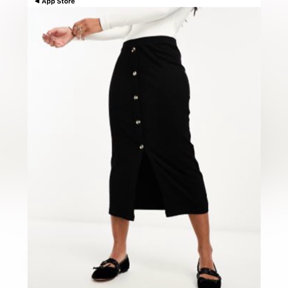 ASOS robbed black midi skirt M